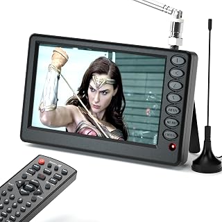 VQP 5 Inch Portable Mini TV for Car - Battery Operated Digital/Analog ATSC, Remote, USB/TF Card Slot, Pocket Size for Camping Kitchen