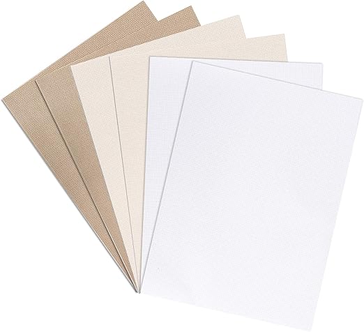 Aida Cloth 14 Count Cross Stitch Fabric 12×18inch 6 Pieces 3 Colors,White,Rice and Khaki