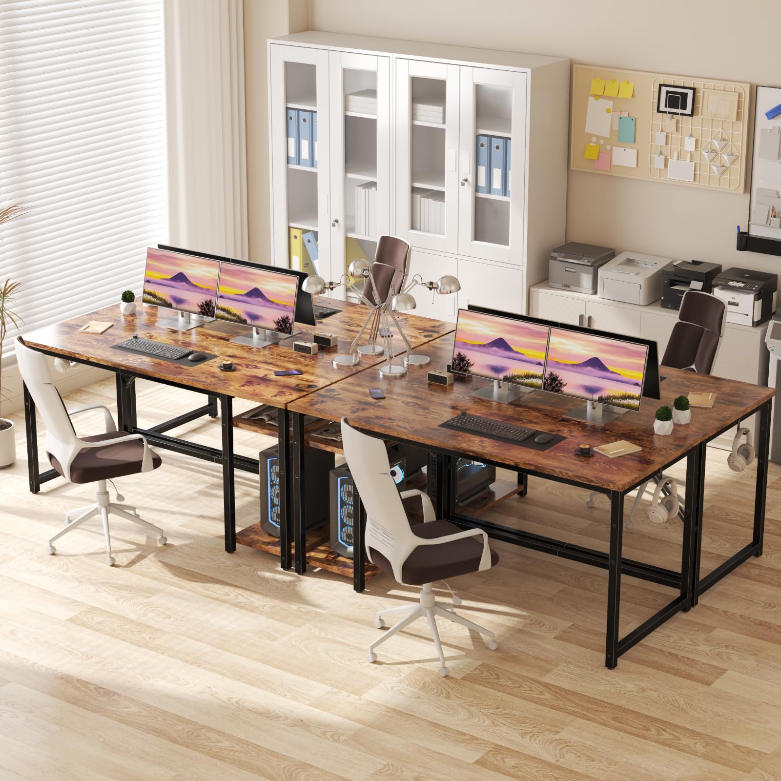 JUMMICO Scrivania 140 x 50 cm, Scrivania per Computer Scrittoio con 2 Ripiani a Sinistra o Destra, Separatore Regolabile, Tavolo da Lavoro Piano di Lavoro, Adatta per l'ufficio o il Soggiorno
