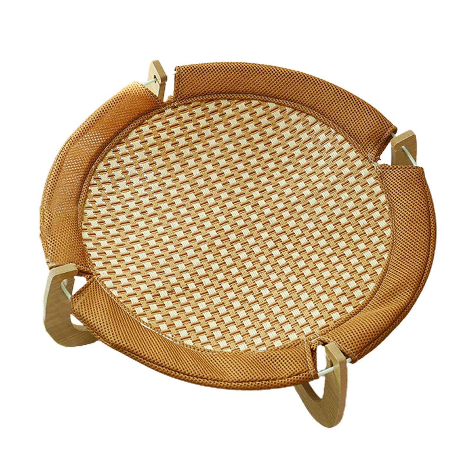 Matelas en rotin pour chat et petit chien avec son lit surélevé en bois