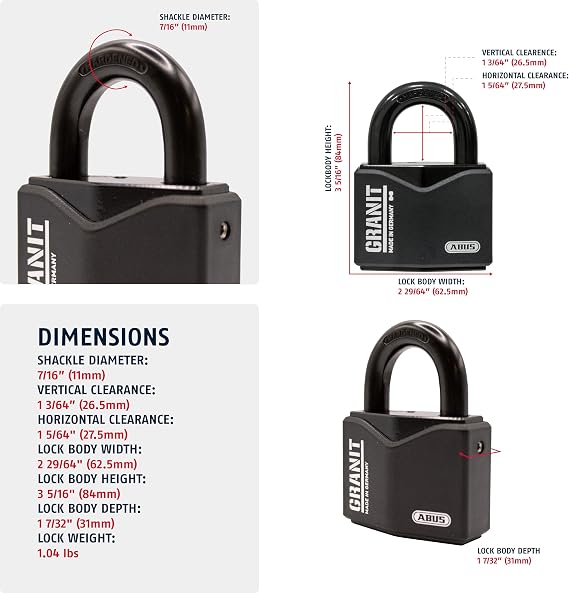 ABUS 37/55 RK KA Granit Alloy Steel Padlock Keyed Alike (Code 5544653)