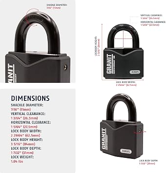 ABUS 37/55 RK KA Granit Alloy Steel Padlock Keyed Alike (Code 5544653)