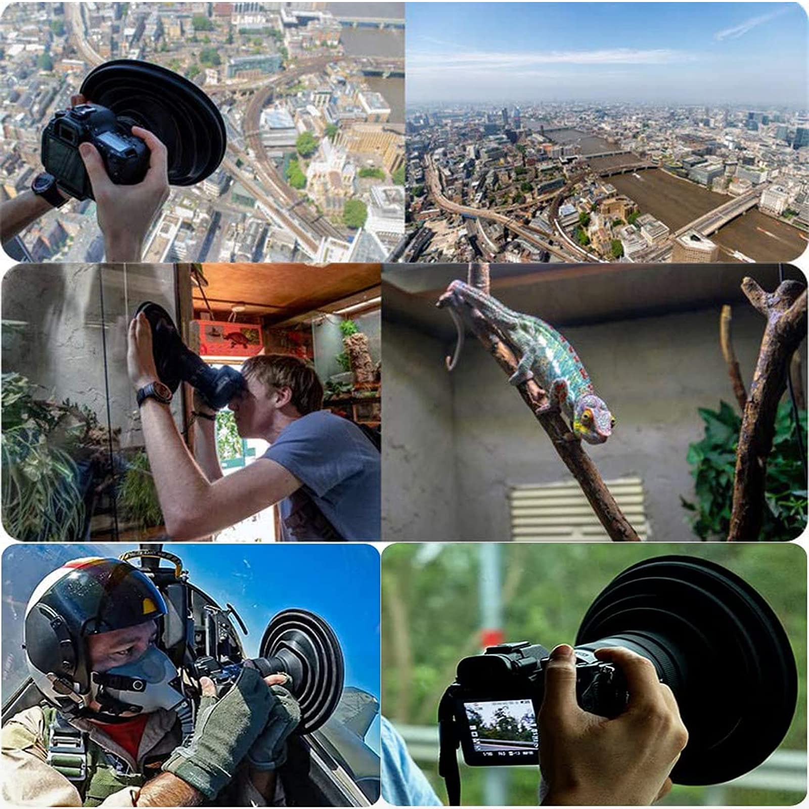 Paraluce Pieghevole In Silicone Nero – Riduci Abbagliamento E Riflessi Per Fotocamere Reflex, Adatto A Finestrini E Vetrine (Diametro Esterno 210mm)