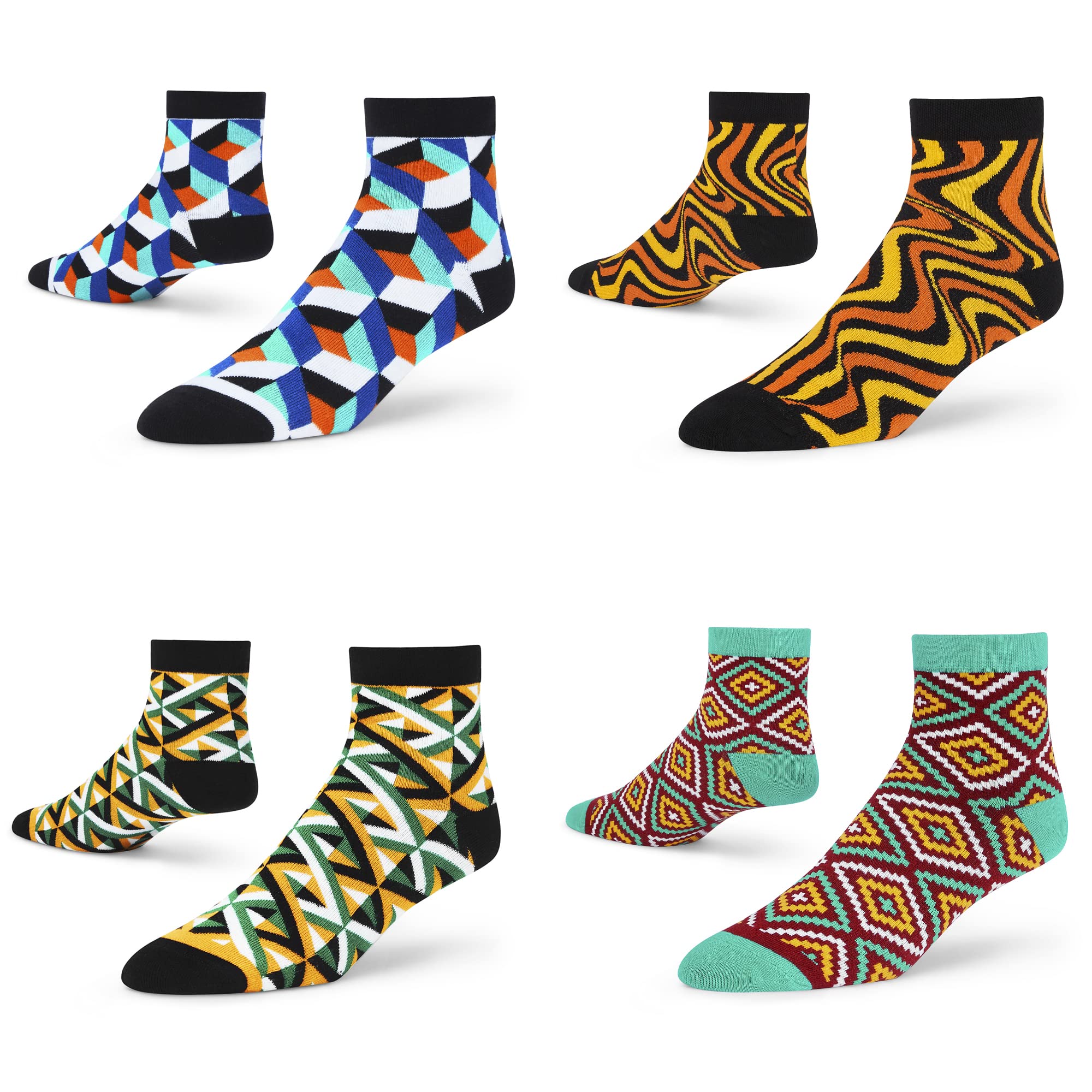 Men's and Women's Combed Cotton Ankle Length Socks (Pack of 4) (Multicolour, Free Size)-image-10