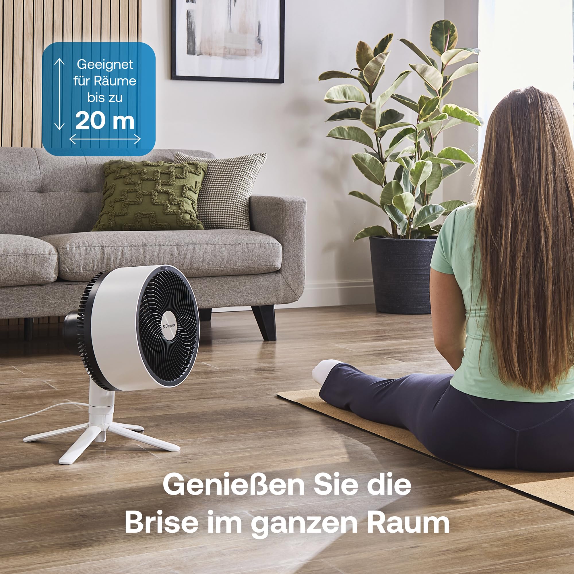DIMPLEX DUOCOOL Smart 2-in-1 Ventilator Stand- & Tischventilator 5 Geschwindigkeitsstufen Turbo 20m Reichweite 36dB App Google Home Alexa Fernbedienung