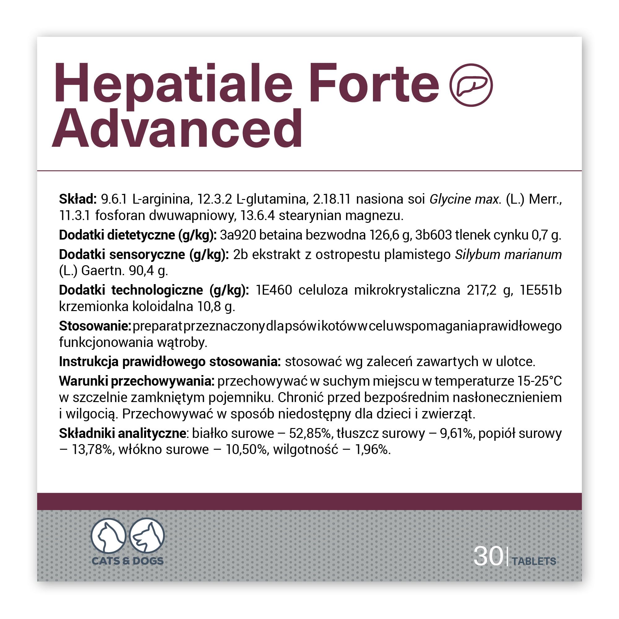 Vet Expert Hepatiale Forte Advanced - Suplemento hepático para perros y gatos - 30 tabletas