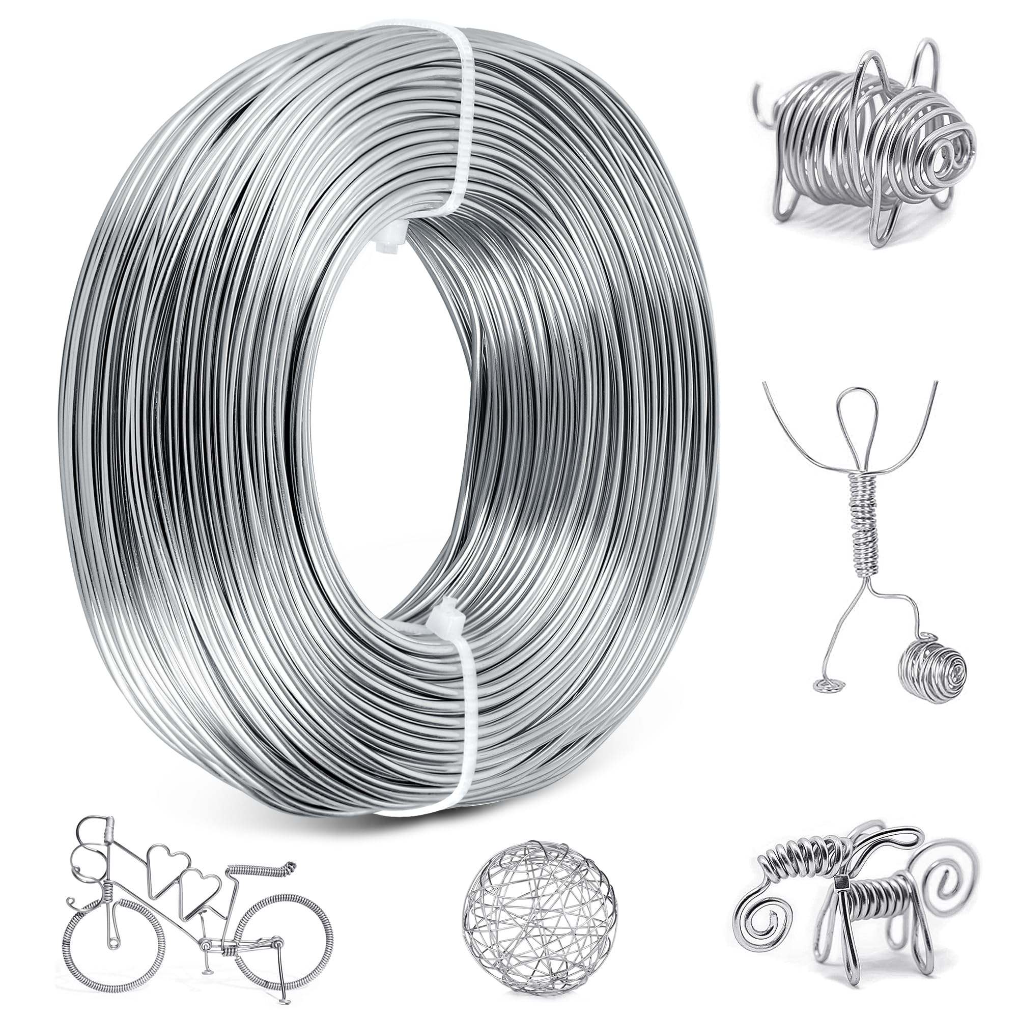 Basteldraht 2mm x 50m, Draht Zum Basteln Aus Aluminium, Wire Rostbeständig Und Leicht Formbar, Silberdraht Zum Basteln Kann Zur Herstellung Von Dekorationen Oder Persönlichem Schmuck Verwendet Werden