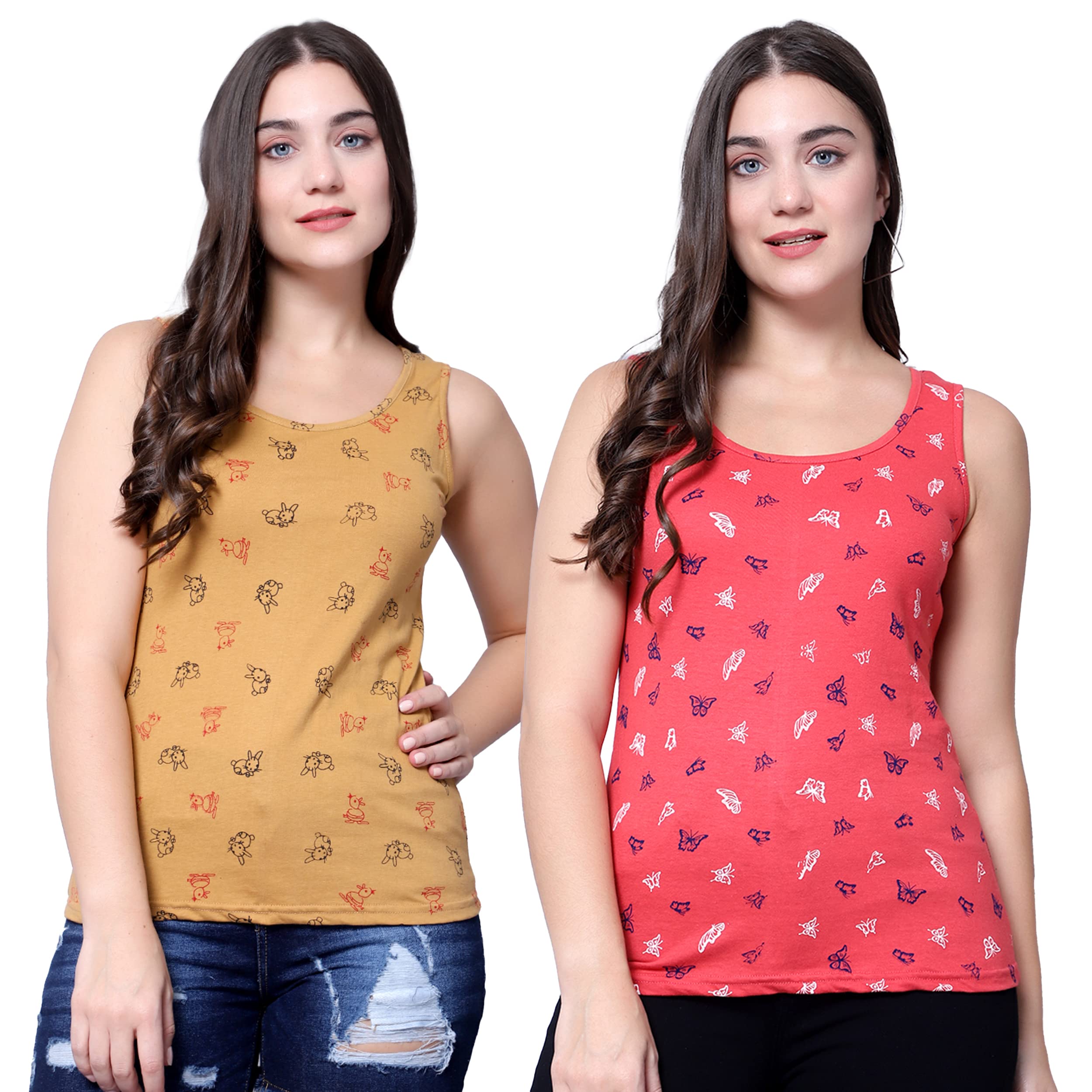 diaz Women's Super Combed Cotton Rib Fabric Slim Fit Tank Top-Pack of 2-picture-31