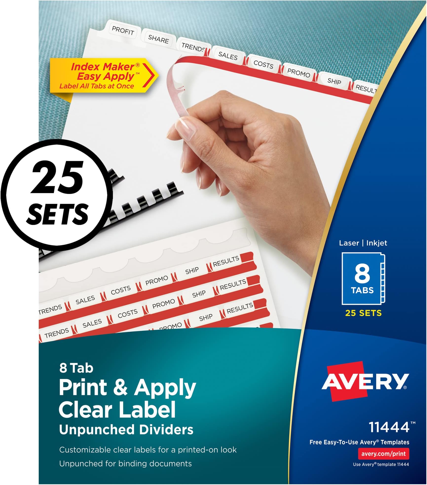 Amazon.com : Avery 8 Tab Unpunched Dividers for Use with Any Binding ...