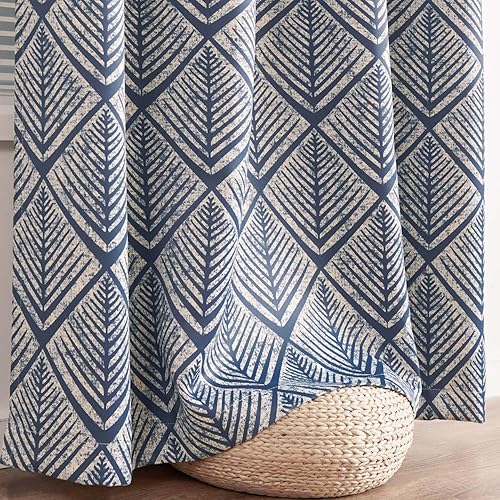 Miniatura 6 de jinchan Cortinas 80% opacas para dormitorio, cortinas con patrones geométricos para sala de estar, tratamientos de ventana para oscurecer la B |