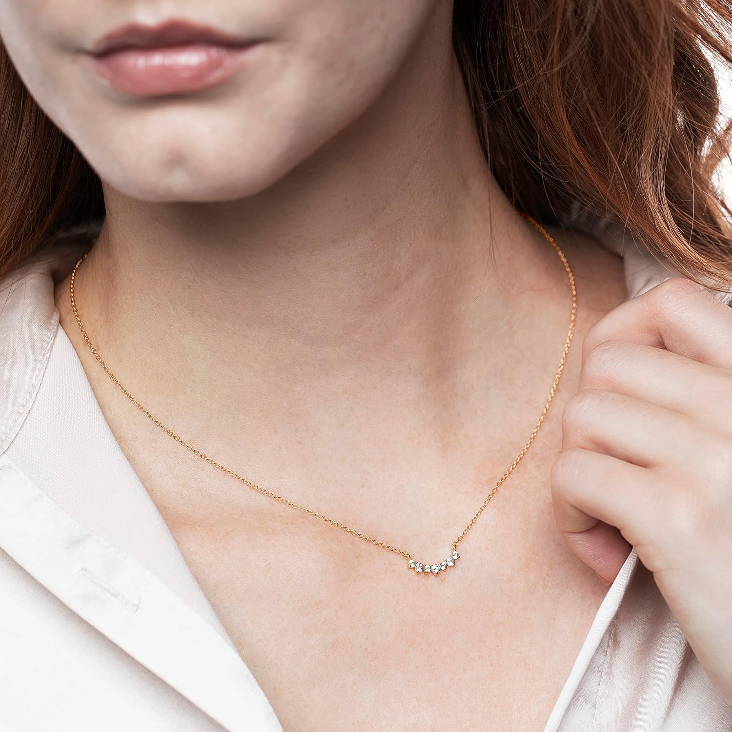 Genuine Stone Pendant Necklace with Cable Chain, 18 Inches