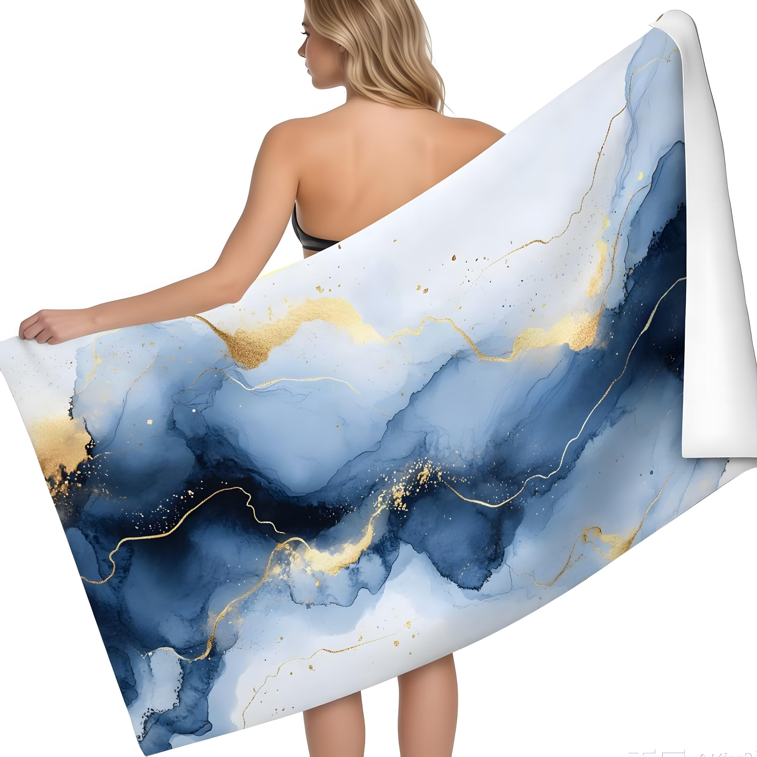YZQGLHP Textures Microfibre Beach Towel Marble Beach Bath Towel Quick Drying, Lightweight, Sand-Free, Durable, for Pool, Gym, Camping, Travel Towel 70x130cm