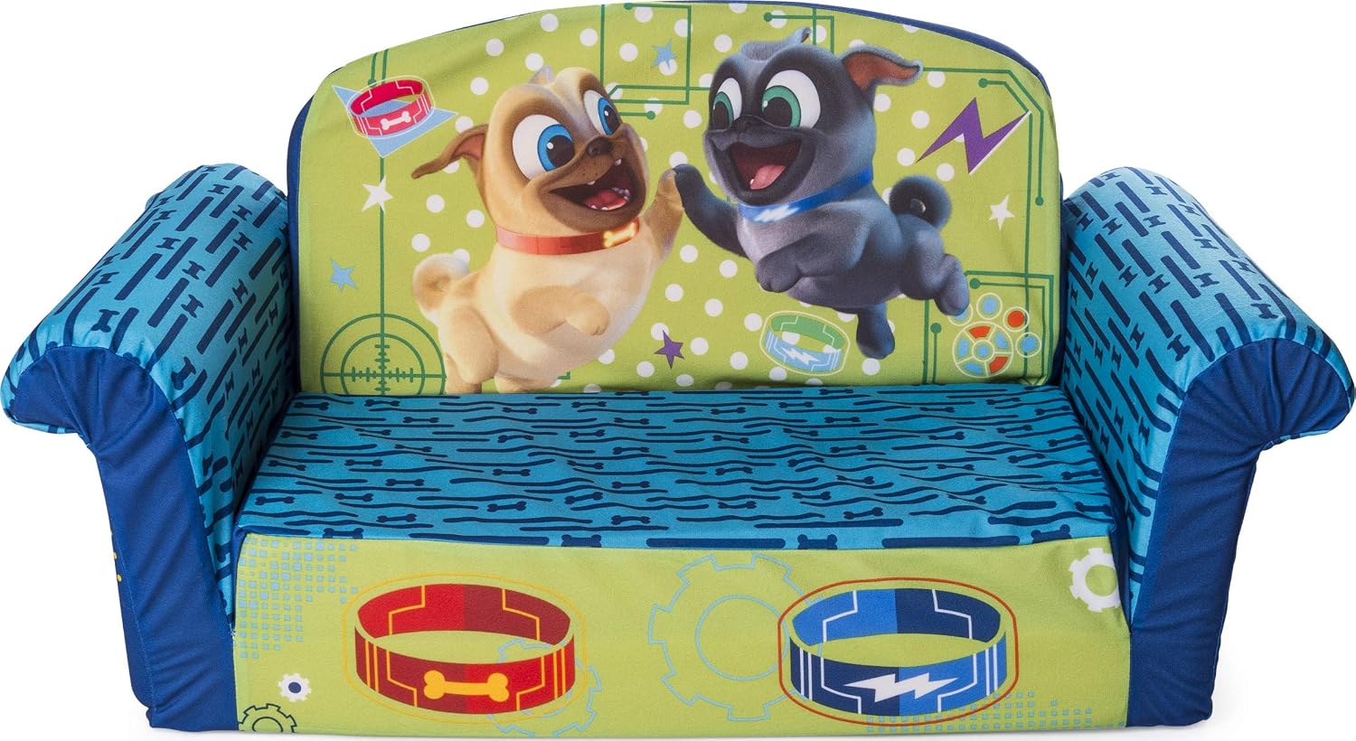 Marshmallow Furniture , Children's 2 In 1 Flip Open Foam Sofa, Disney's Puppy Dog Pals by Spin Master, Multicolor