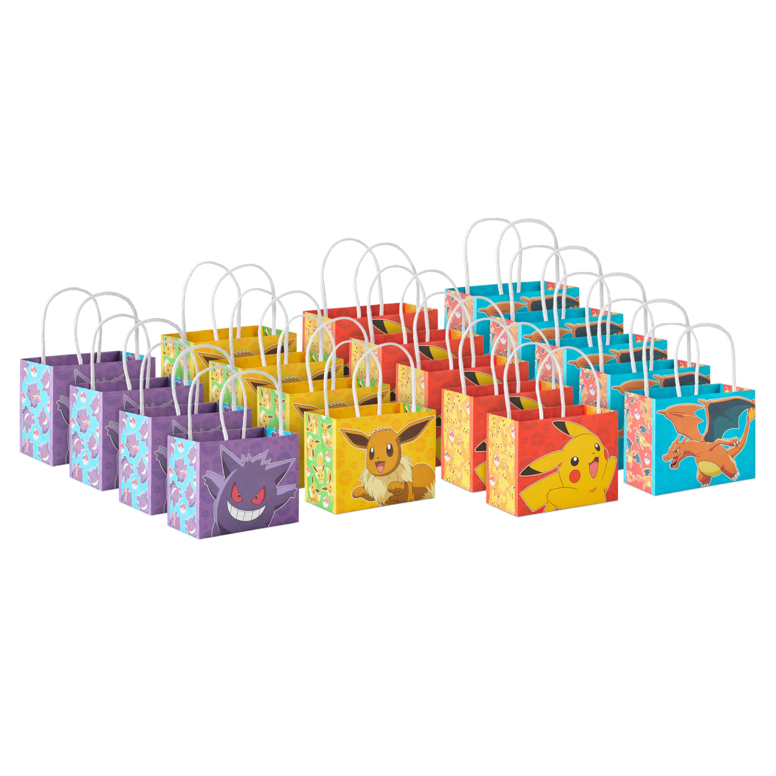 Photo 1 of Hallmark Pokémon 4" Mini Gift Bags (18 Bags: Pikachu, Charizard, Gengar, Eevee) for Birthday Party Favors, Gift Cards, Classroom Treats