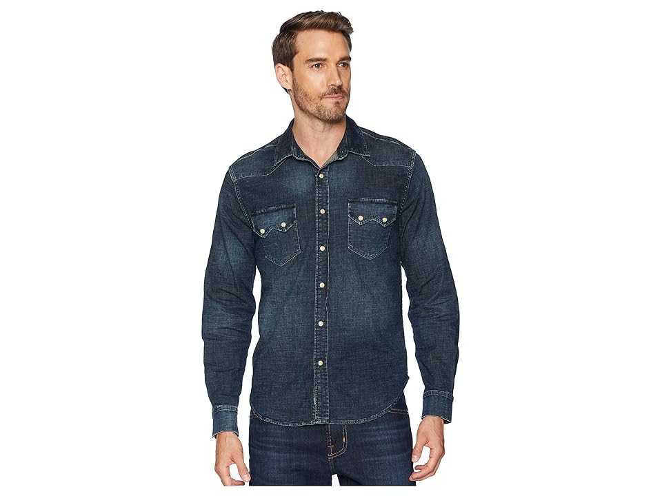 

Lucky Brand Long Sleeve Sawtooth Denim Western Shirt (Seastack) Men's Clothing