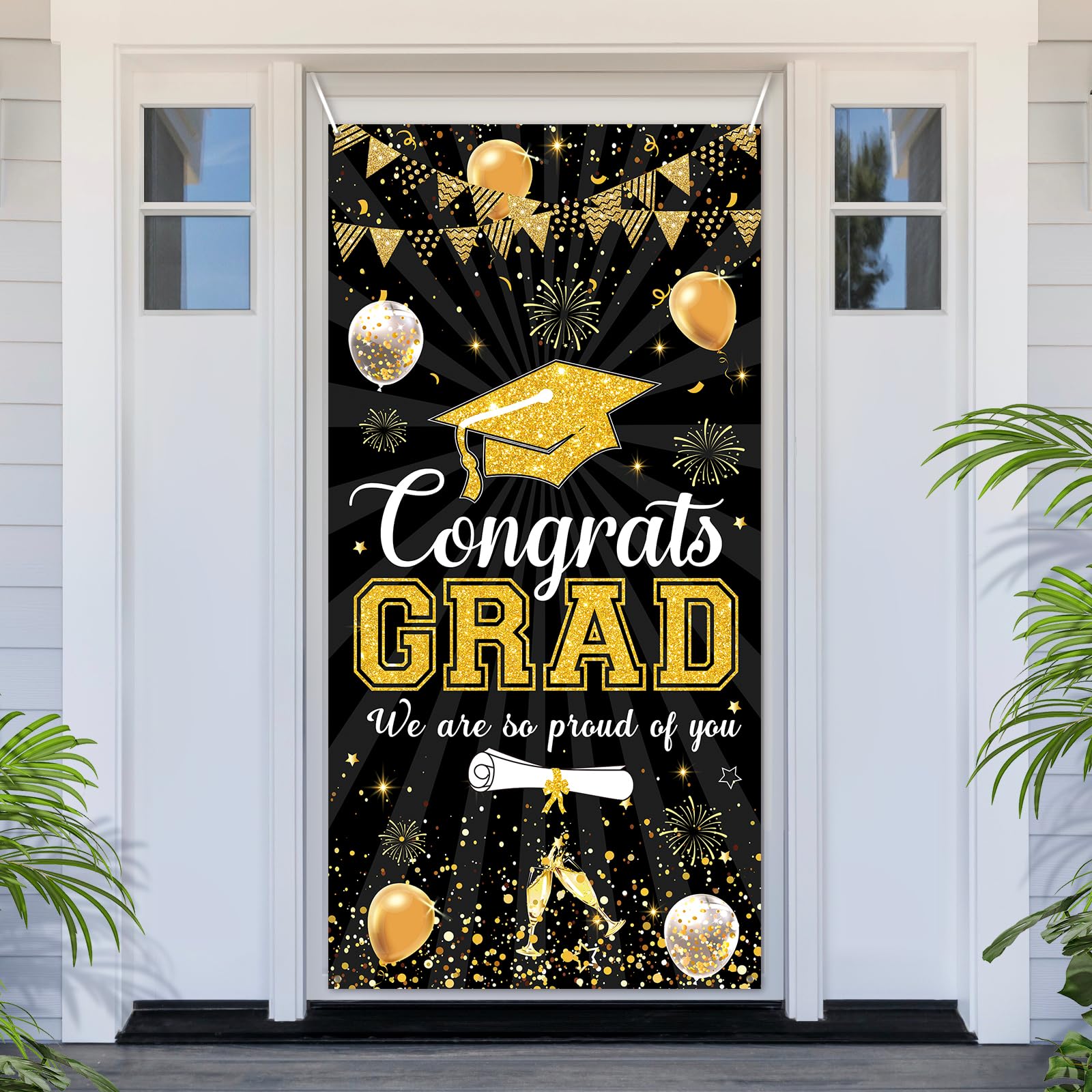 PartyYaa Graduation Banner, Congrats Grad Decorations, We are so Proud of You Door Banner