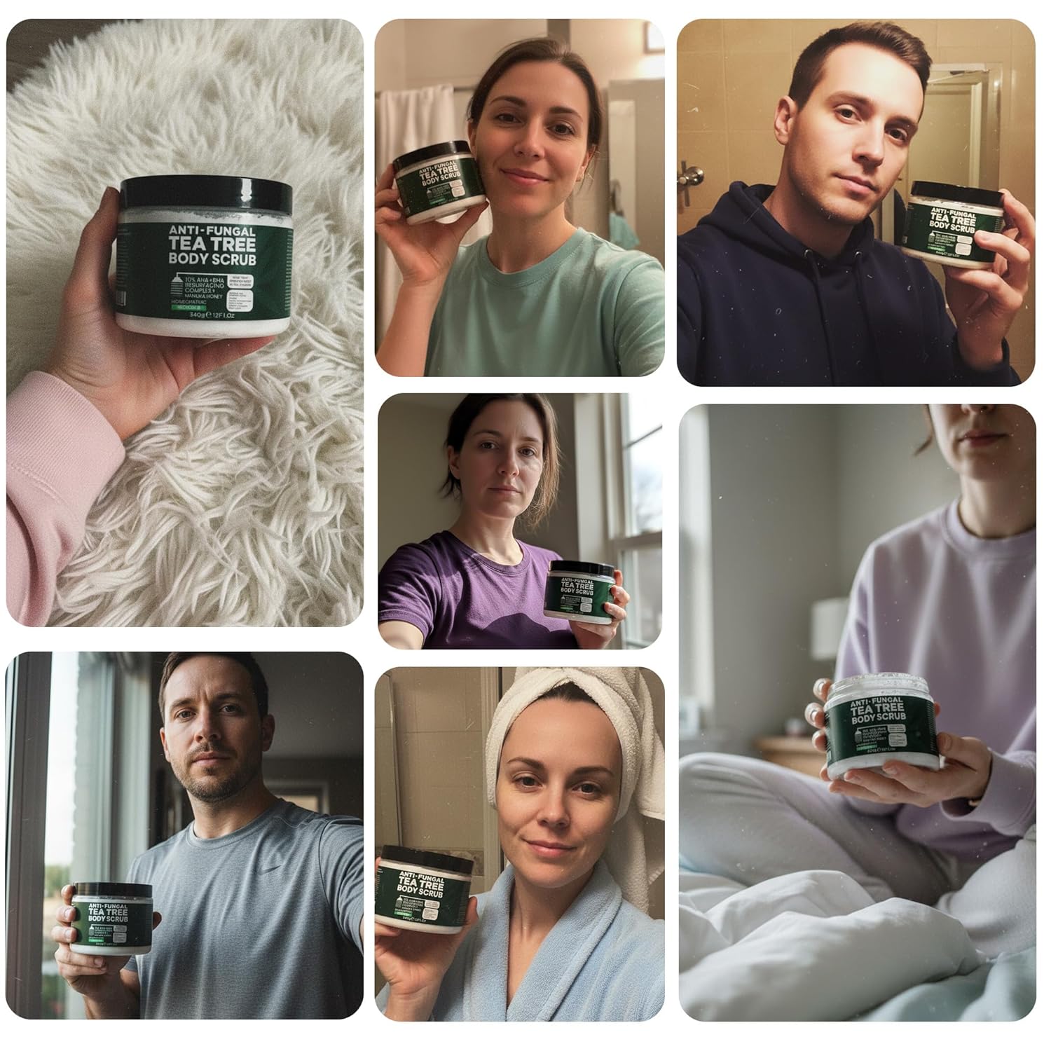 Terramed Just Think Comfort Antifungal Body Scrub with Tea Tree Oil – Exfoliating Body Wash for Women & Men – Soothes Itchy Skin, Rashes, Acne, Warts & Insects Bites – 12 Fl oz with Scrubber Brush