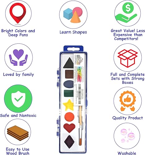 Miniatura 10 de Color Swell Acuarelas de 8 colores a granel con pinceles de madera - 4 paquetes