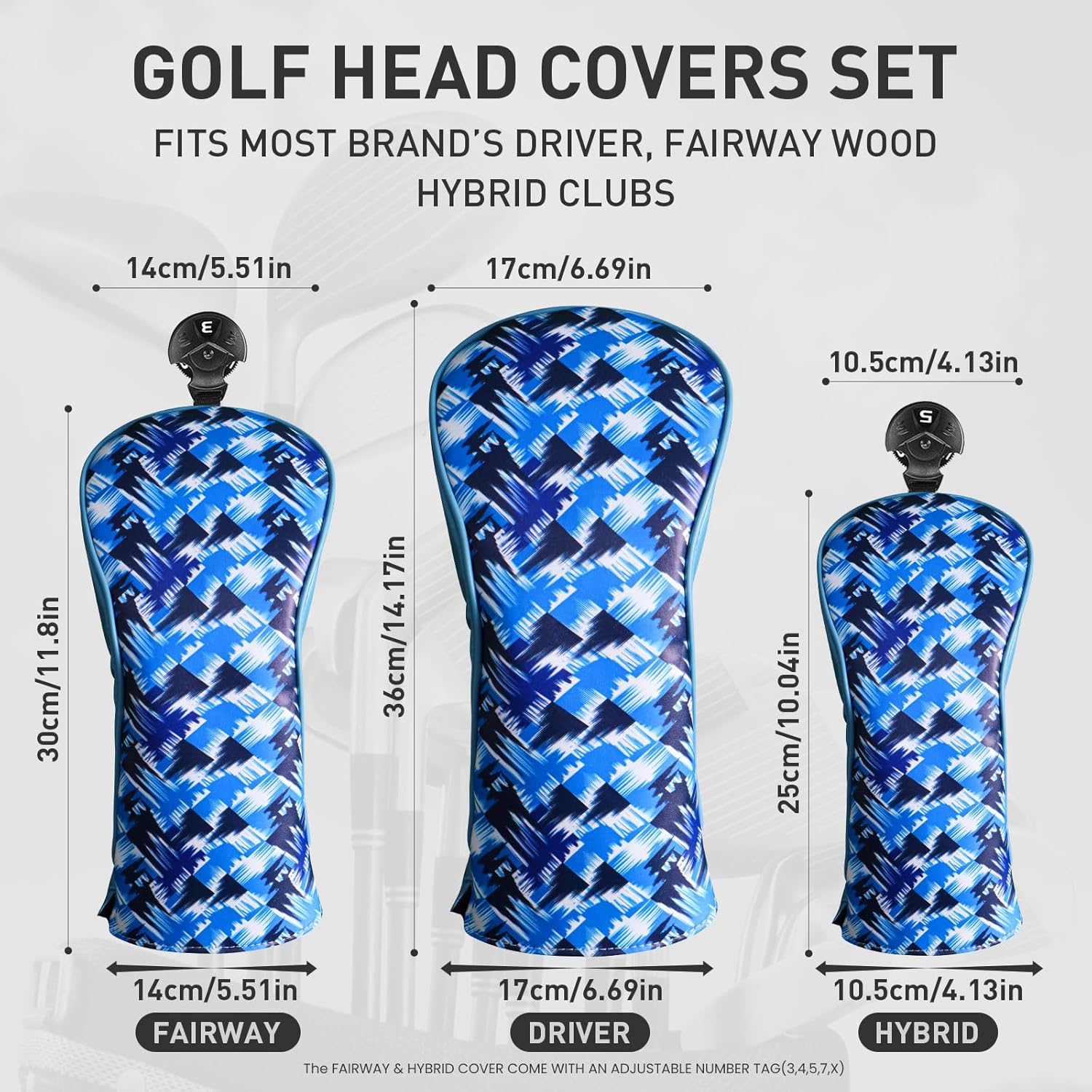 FINGER TEN Golf Club Head Covers for Woods Driver Fairway Hybrid with Interchangeable Number Tag 1 3 5 Premium Leather Headcovers for Women Men