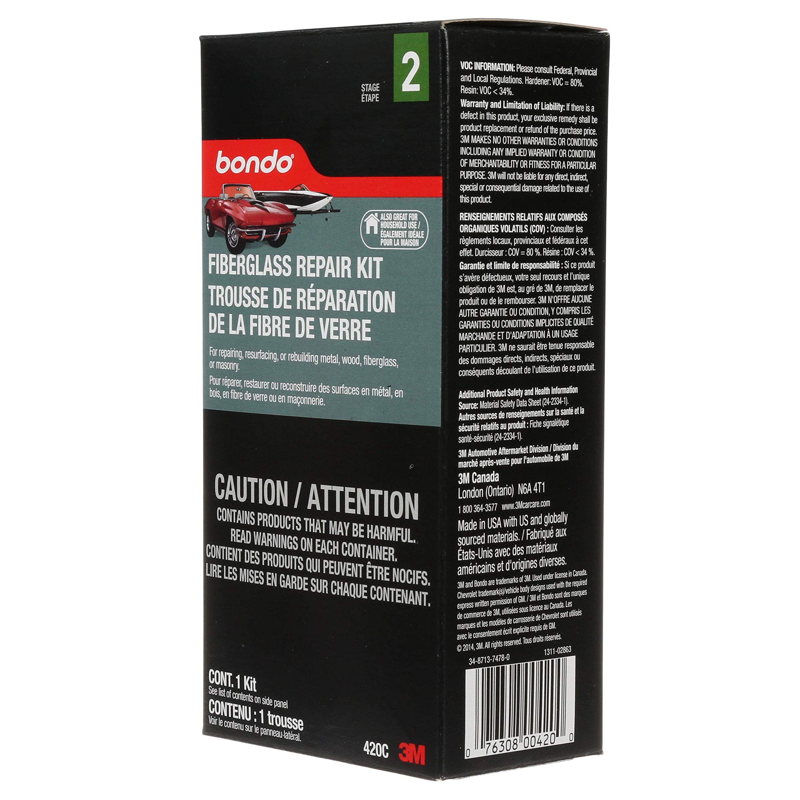 Bondo Fiberglass Resin Repair Kit, 00420, 0.45 Pint Buy Online in