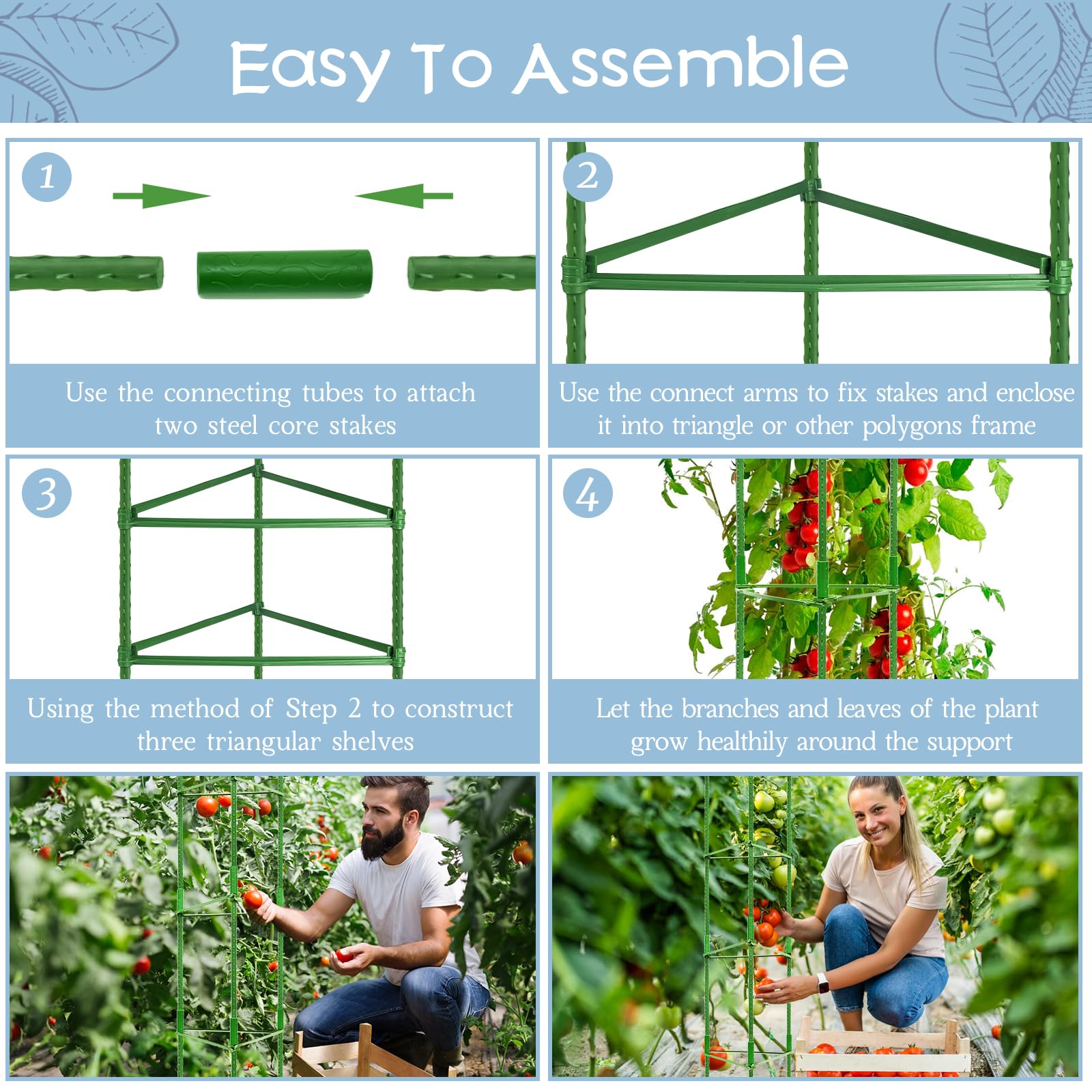Set Di 6 Tralicci Per Piante Rampicanti In Vaso - Supporto In Plastica PP, Impilabile, Per Fiori, Pomodori, Giardino