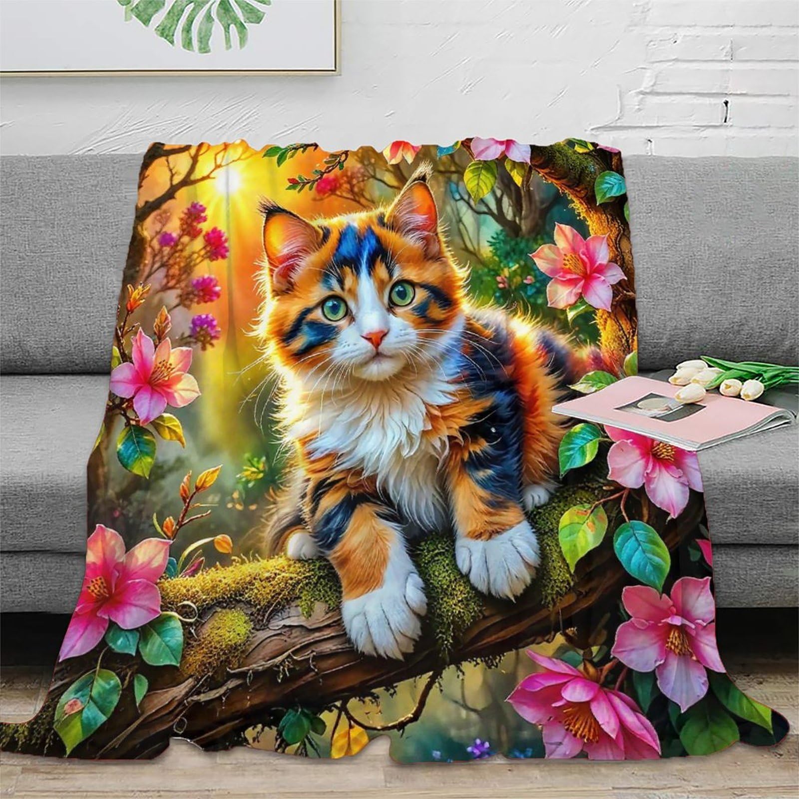 Couverture chat 3D en peluche douce pour vos soirées cocooning canapé