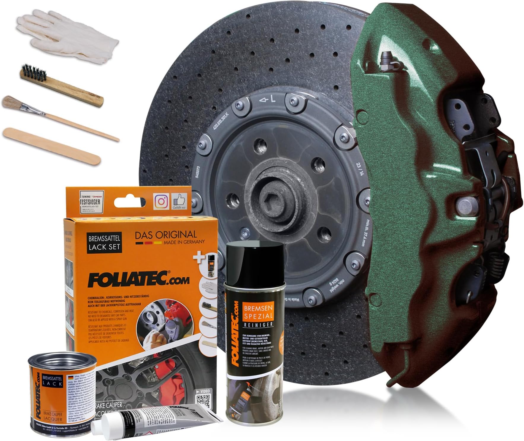 Foliatec Brake Caliper Lacquer Set - green hell metallic - 3 Components