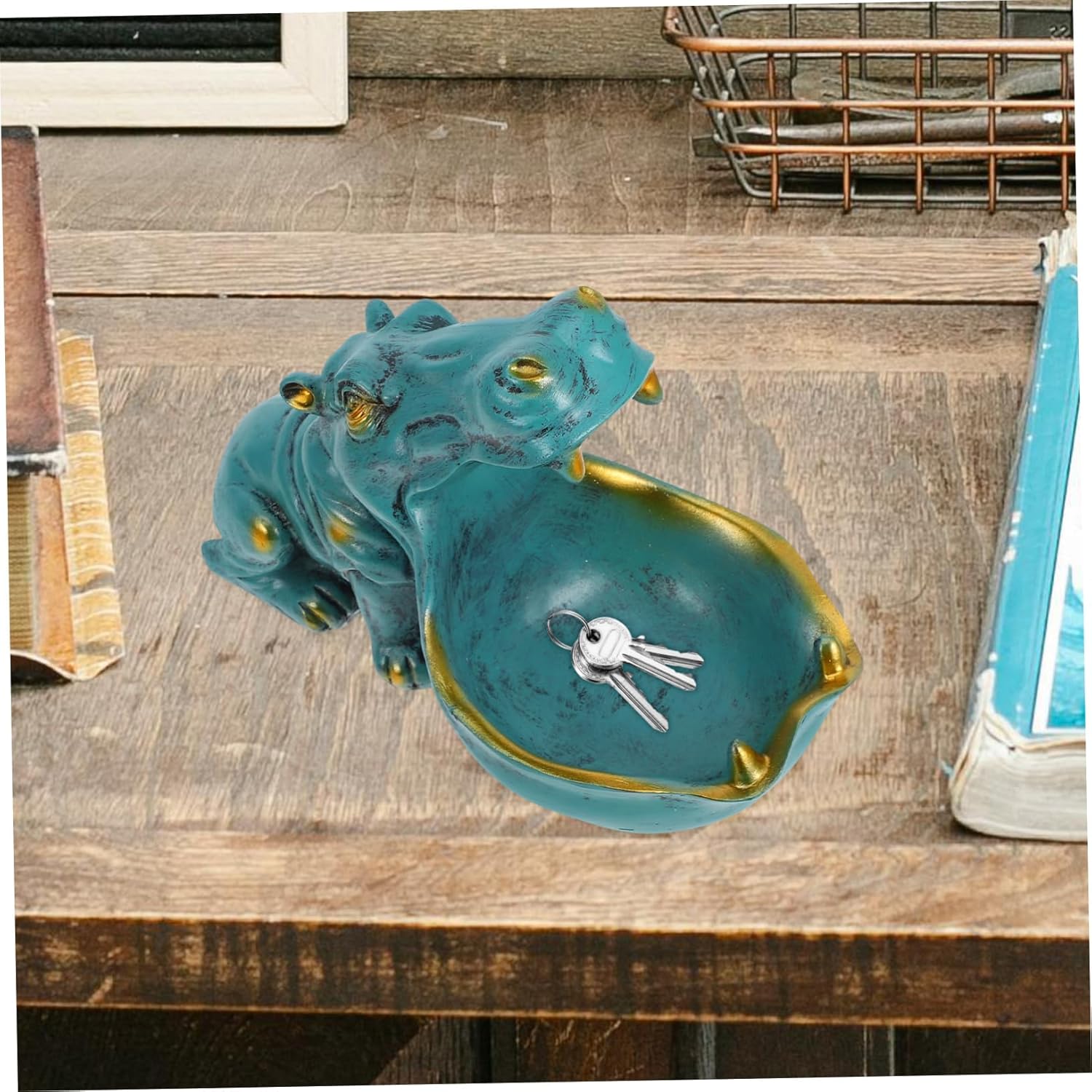DECHOUS Unique Hippo Statue Resin Bowl for Keys Candy Funny Decorative Home Accessory