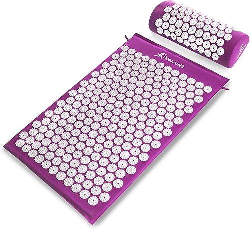 Vista 12 de ProsourceFit Acupressure Mat and Pillow Set for Back/Neck Pain Relief and Muscle Relaxation Blanco/Anaranjado