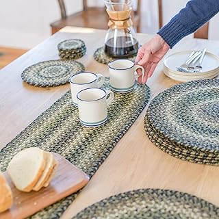 Homespice Pinecone Braided Oval Table Runner,Country Rustic Decor, Green...
