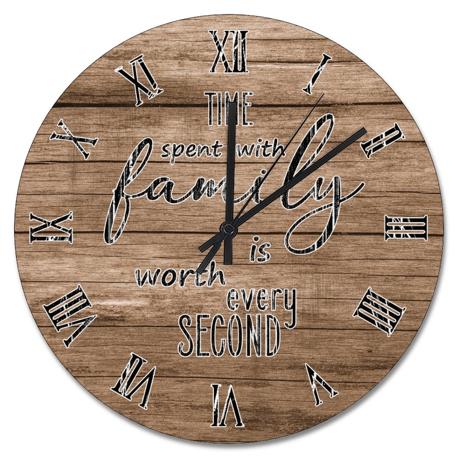 Horloge murale familiale en bois marron pour savourer chaque seconde