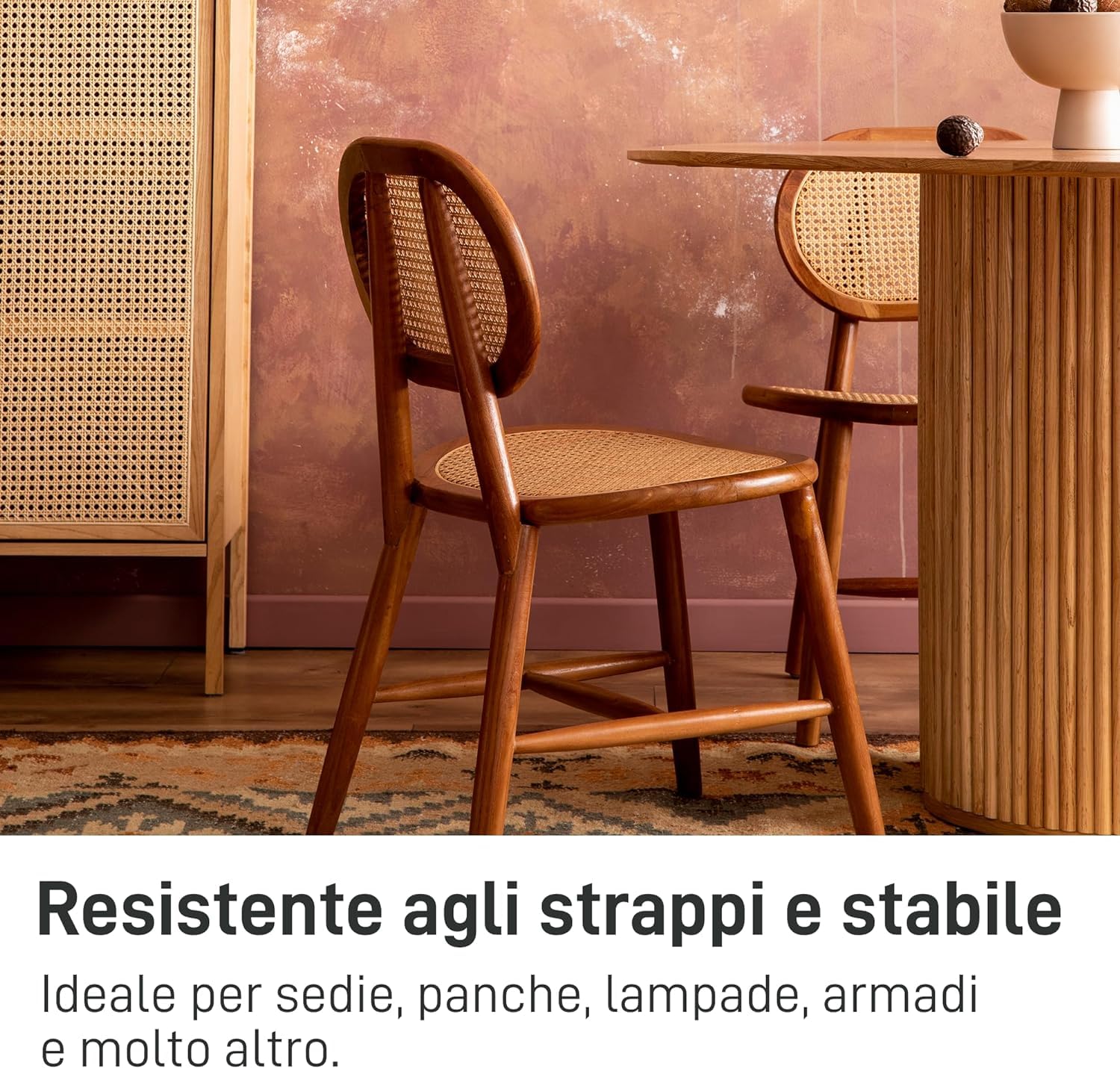 Natural Goods Berlin Paglia di Vienna | Rattan Rotolo per Mobili Fai-da-Te Come Ante di Armadi, Sedie, Comò, Credenze, Panche o Divisori | PE riciclabile | Vimini Viennesi 60x200 cm in Bianco
