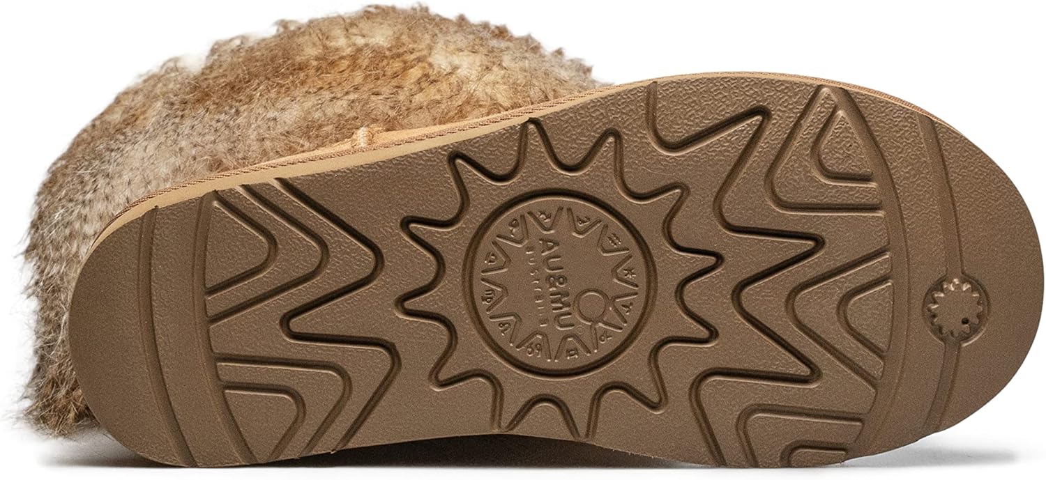 AU&MU AUMU Women's Faux Fur Boot Furry Fluffy Short Snow Boot Sheep Insole