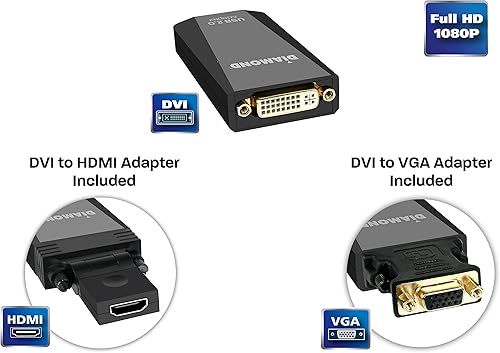 Miniatura 4 de Diamond Multimedia Adaptador de gráficos de video USBUSB-CTB3 a VGADVIHDMI hasta 1920x10801600x1200. Windows 11,10, 8.1, 8, 7, XP, MAC OS y Android