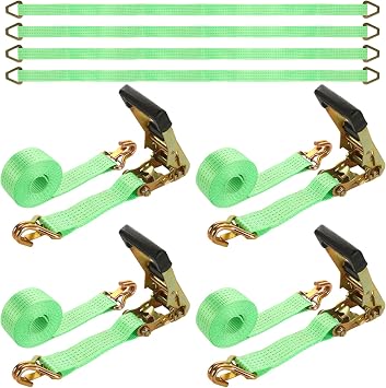 4 Pack Car Tie Down Straps for Trailers Kit, 2 Inch Ratchet Straps with Snap Hooks Heavy Duty 10ft, 11000 LBS Break Strength, 36 Inch Axle Straps for Car, Truck, UTV