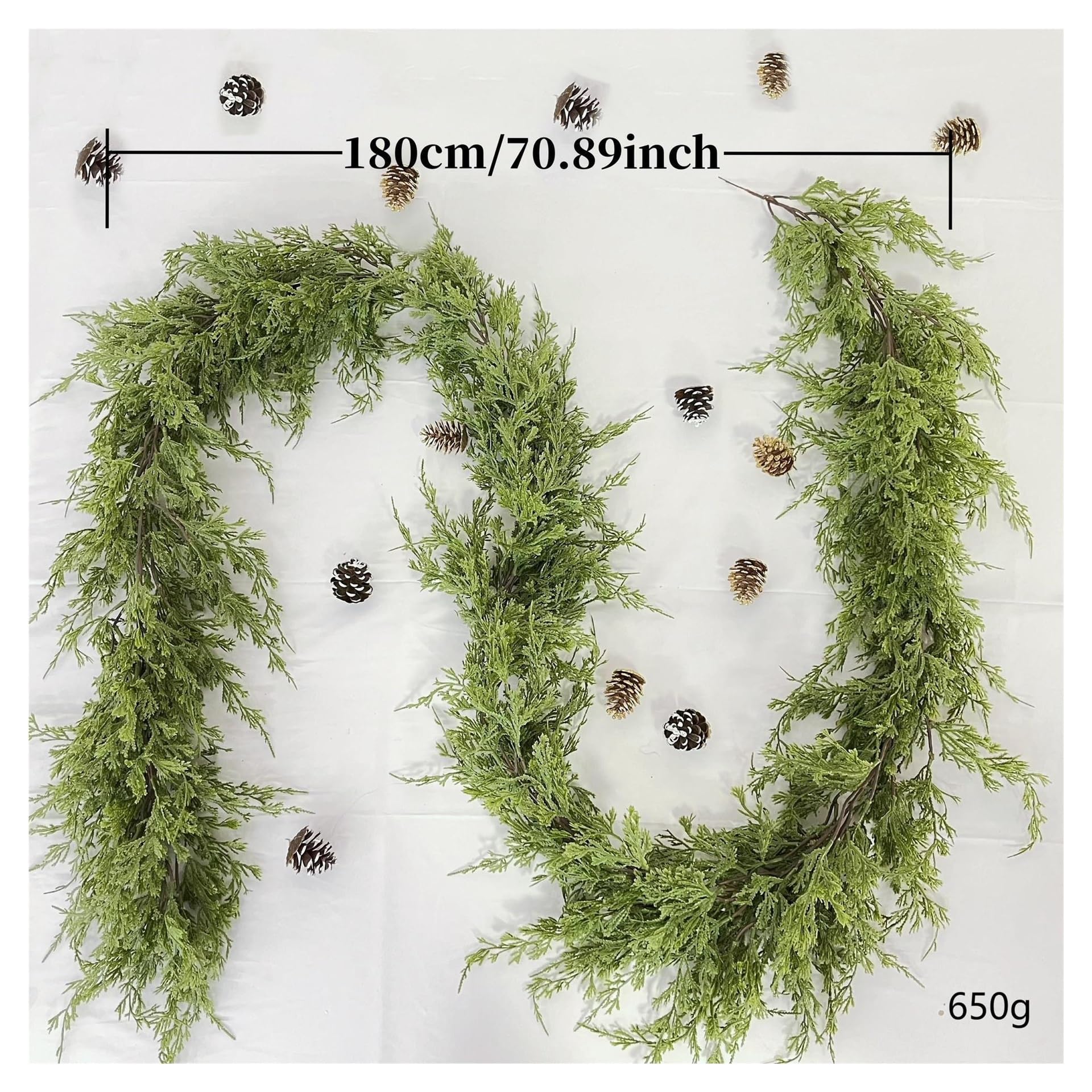 Künstliche Weihnachtsgirlande – Zedern-, Kiefern- und Zypressenranken for Treppen, Kaminsims und Tischdekoration(180cm)