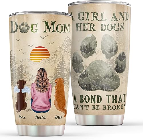 Vaso personalizado con texto en inglés "A Girl and Her Dog A Bond That Can't Be Broken Cup" Taza personalizada para perro mamá, Navidad, cumpleaños,