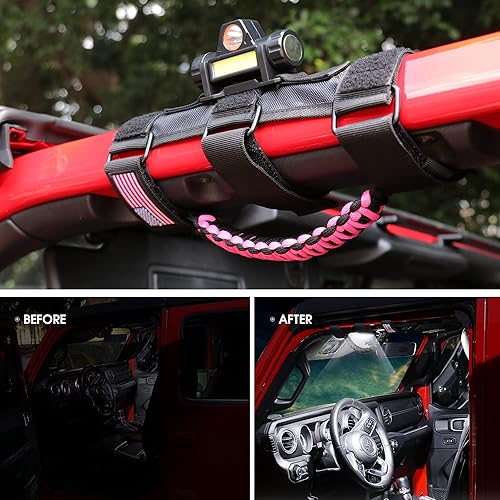 Miniatura 7 de Asas de agarre de barra de agarre con luz para Jeep Wrangler Accesorios TJ JK JL YJ Unlimited Rubicon Sahara 2 puertas 4 puertas Jeep Gladiator JT,