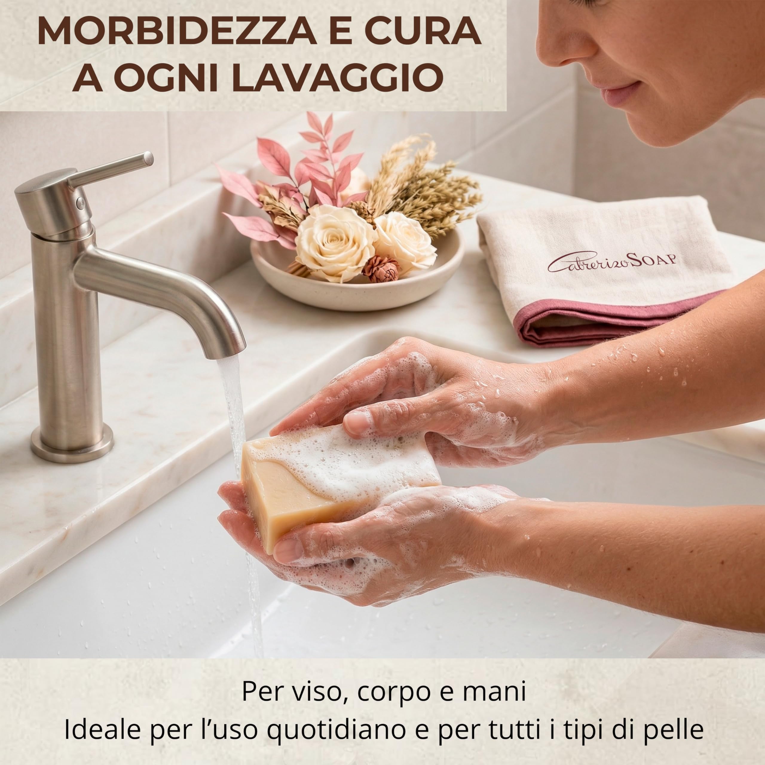 Set Sapone Naturale Corpo Karité, Argan, Mosqueta e Aloe – 4 saponette naturali 125 g in scatola – saponi naturali artigianali per viso, sapone solido corpo uso quotidiano