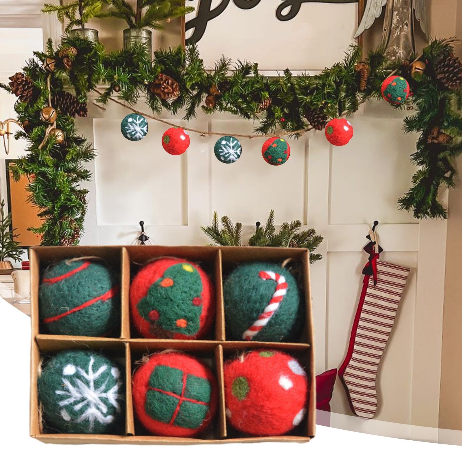 Set di palline per albero di Natale, in feltro di lana, palline di Natale infeltrite | Elegante sfera di filato per albero di Natale per decorazioni decorative, albero di Natale, soggiorno, atmosfera