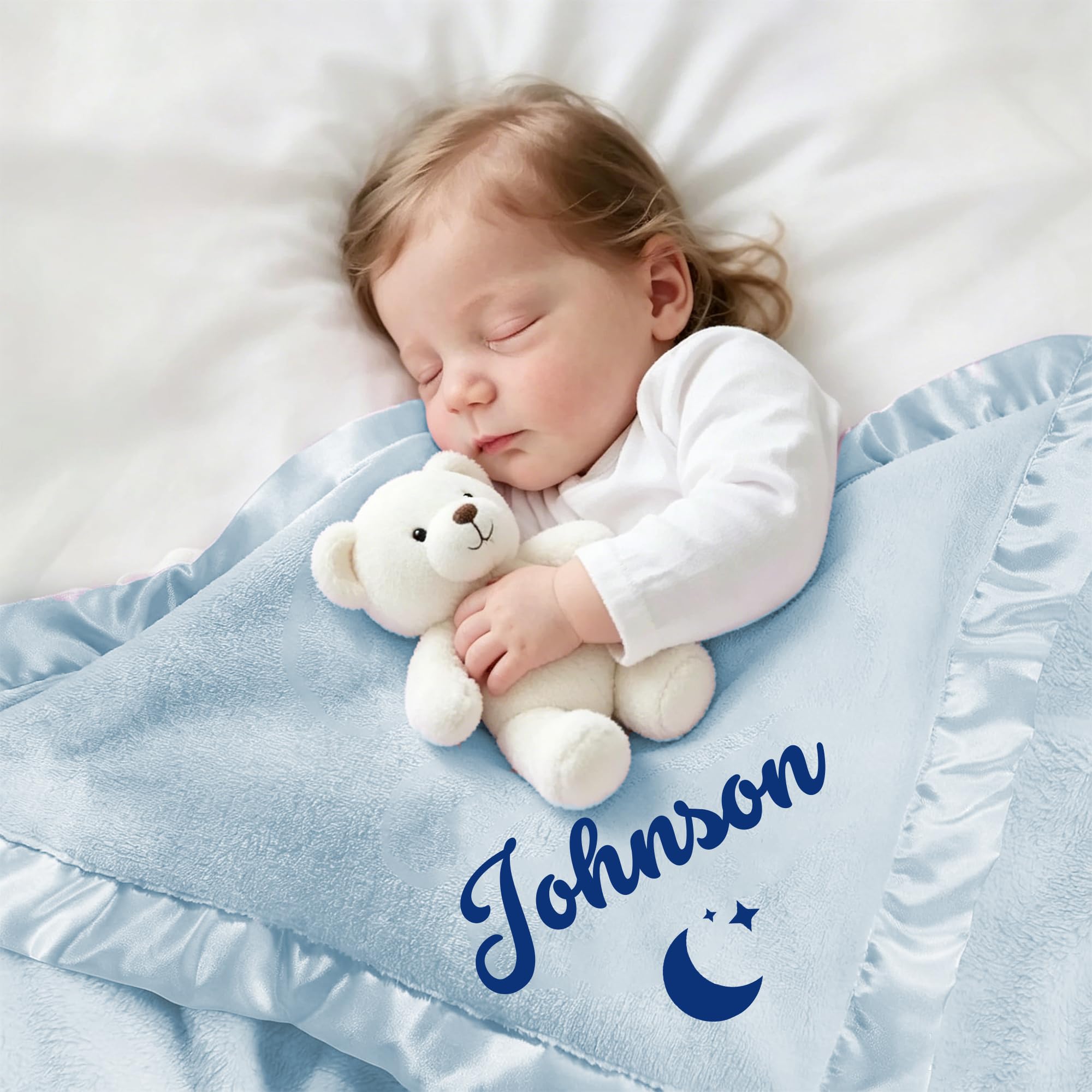 Personalised Baby Blanket with Name, Custom Soft Flannel Baby Blanket