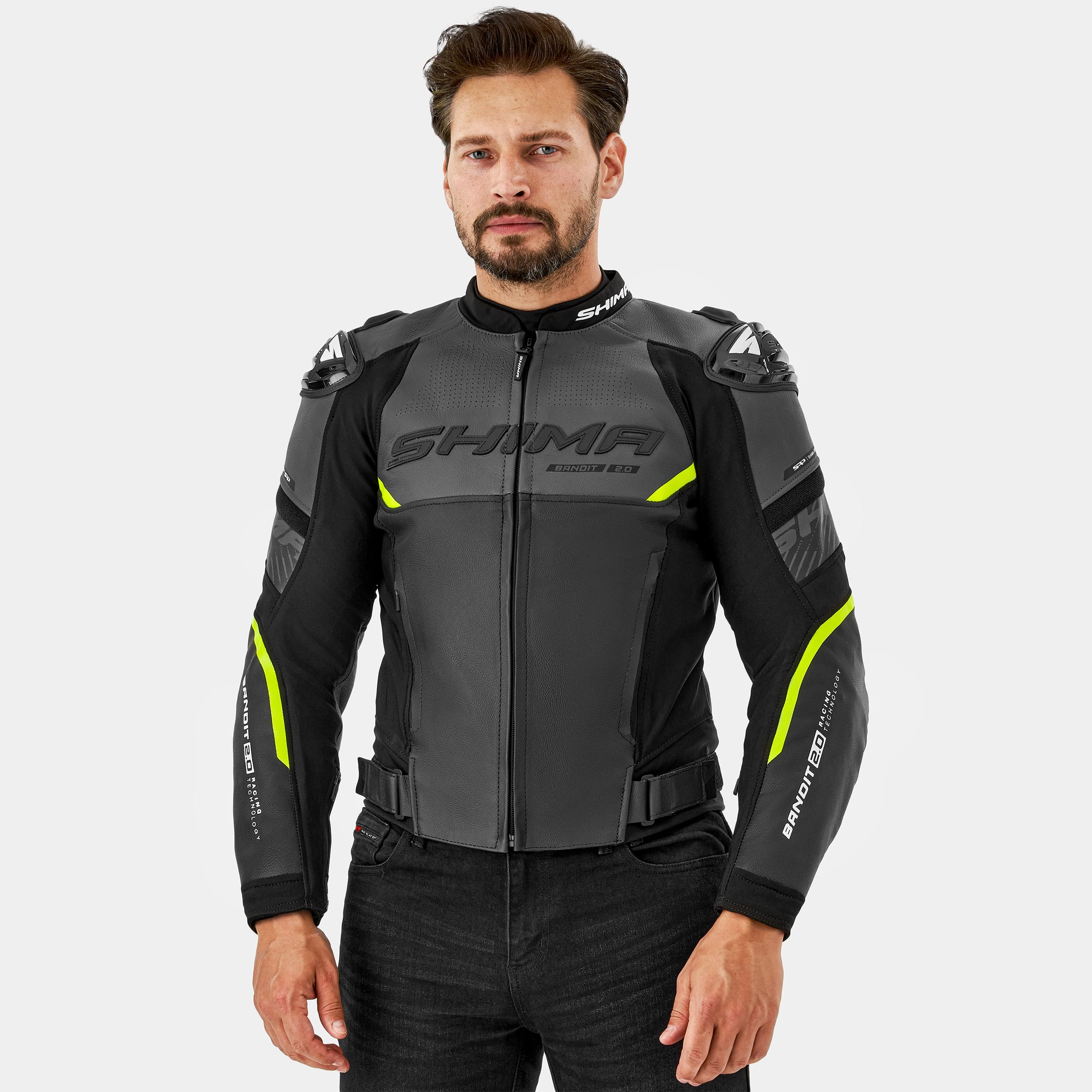 SHIMA Bandit 2.0 Motorrad Jacke Hose Herren mit Protektoren AirForce Rückenprotektor Leder Motorradkombi Sommer | Wetterfester Fahrkomfort