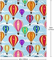 Vista 6 de Manta infantil de globo aerostático de dibujos animados de 40 x 50 pulgadas, manta de tiro de franela de felpa para niños y niñas, estampado