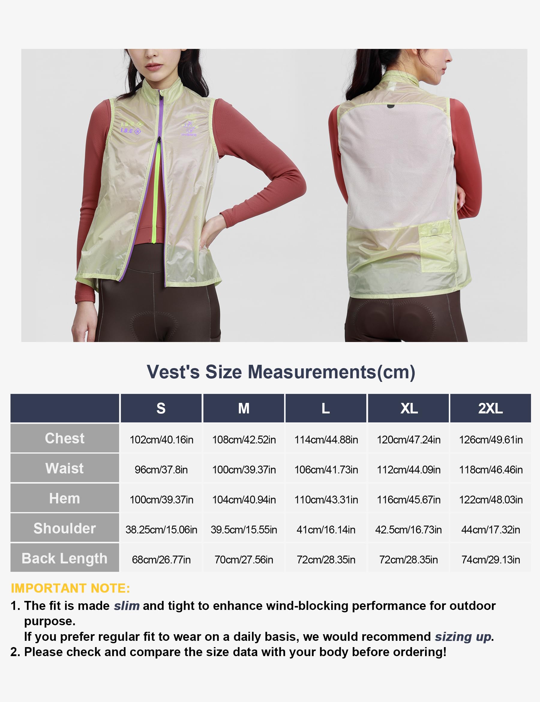 INBIKE Chaleco Ciclismo Ligero Mujer Cortaviento Impermeable Transpirable Suave para MTB Running Senderismo Trekking Golf Cotidiano FY744