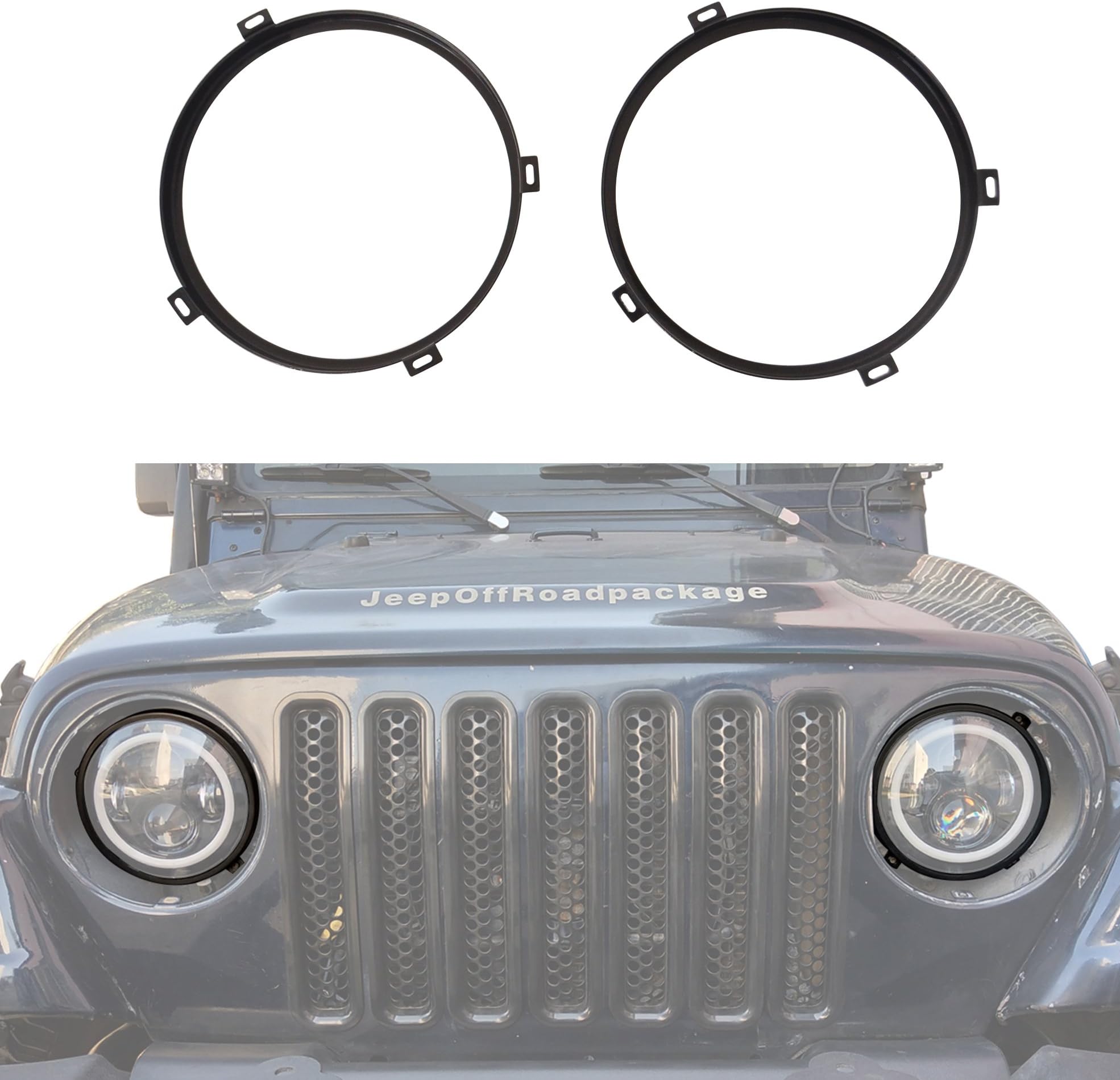 u-Box for Jeep Wrangler 7 inch Headlight Mounting Bracket Retainer Ring Mount Compatible with 1997-2006 Jeep Wrangler TJ