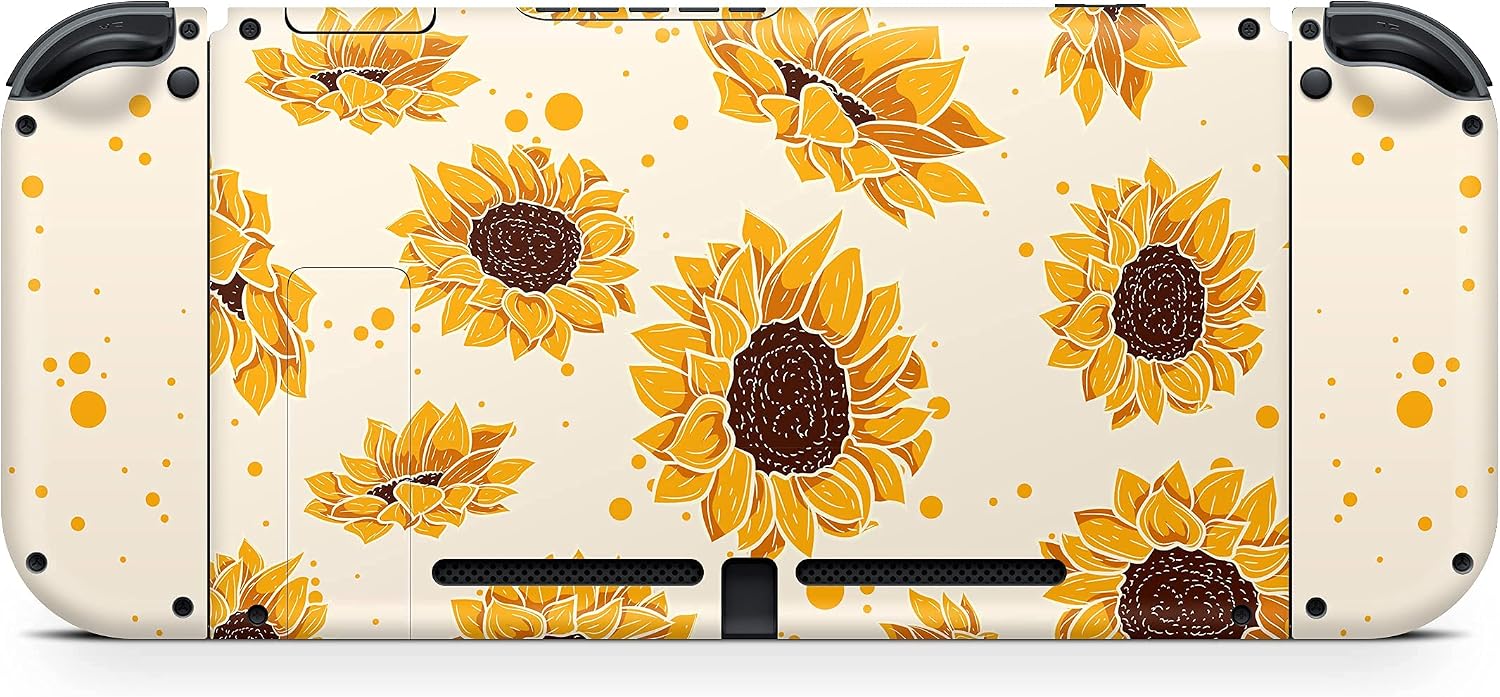 Tacky Design Sunflowers Skin Compatible with Nintendo Switch Skin Wrap Cover, Yellow Skin for Nintendo Switch Stickers, Premium Vinyl 3M Full Wrap Decal (Switch (2017))
