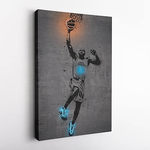Miniatura 4 de Kawhi Leonard - Póster de Neon Dunk Los Ángeles de la NBA, lienzo para pared, decoración del hogar, póster enmarcado, regalo de cueva de hombre