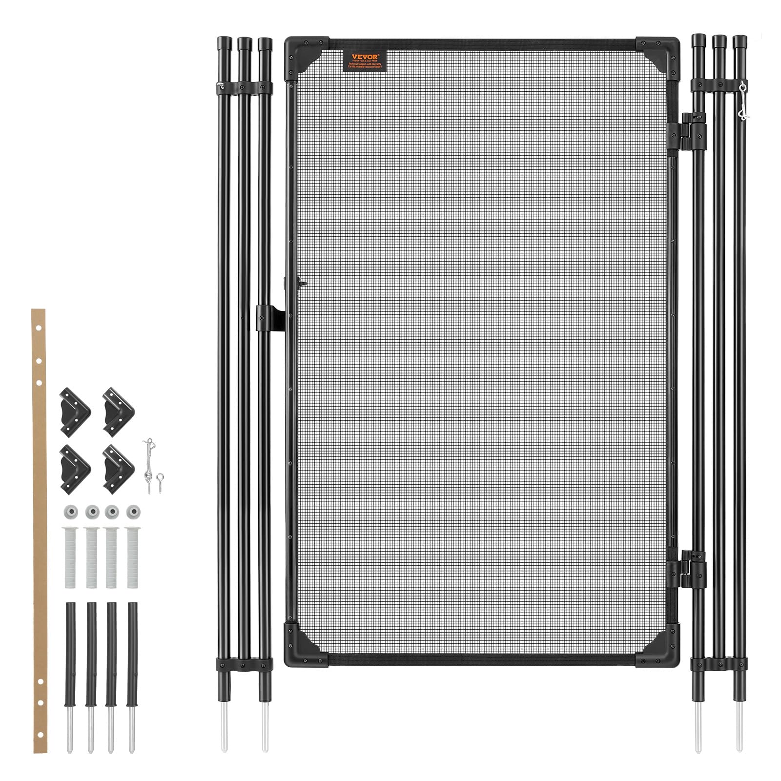 VEVOR Portillon de Barrière Piscine Amovible 1,2x0,75 m, Portillon de Sécurité pour Piscine Enterrée et Clôture Extérieure, Kit avec Loquet Métallique, Maille Teslin PVC 352 g/m², Tube Rond, Noir