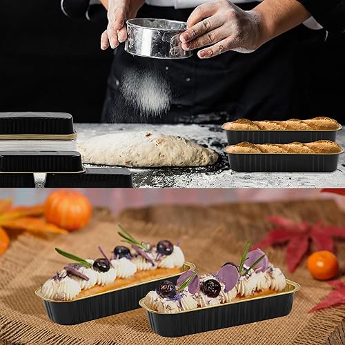 Miniatura 7 de BAKINGPAK Mini moldes para pasteles con tapas, 30 moldes de aluminio desechables de 6.8 onzas de 6.8 fl oz, moldes de aluminio con tapas, mini