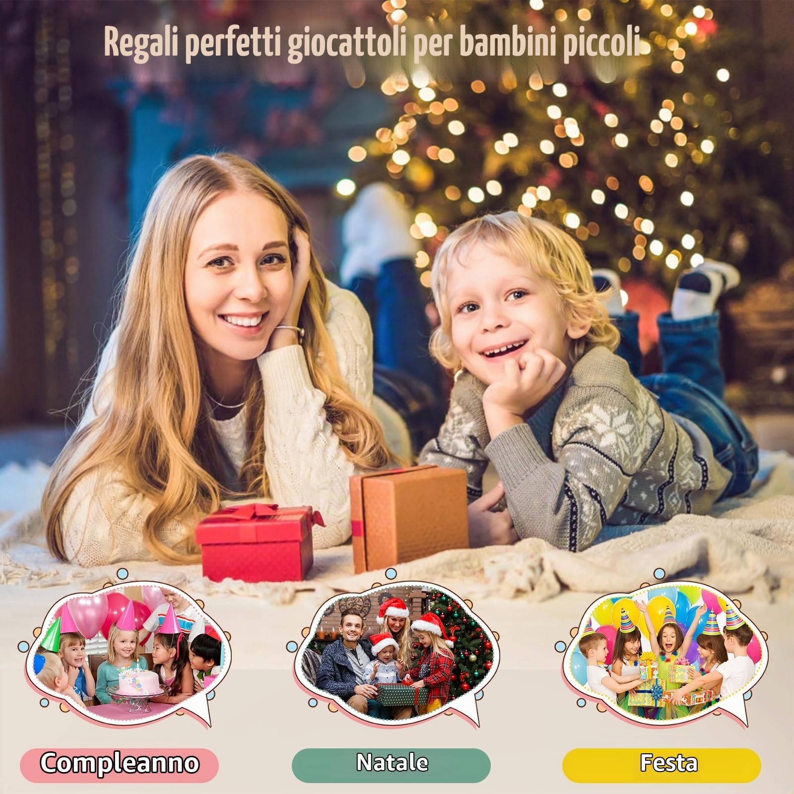 Strumenti Musicali Bambini Strumento Musicale Tamburo Bambino Montessori Giocattoli Xilofono Bambini in Legno Tambourine Percussioni per Bambini Giochi Musicali Regalo di Compleanno di Natale
